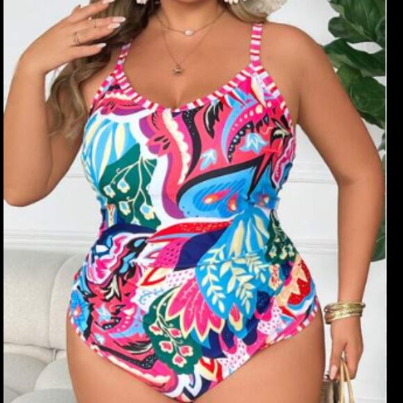 Colorblock one-piece plus size swimsuit size 22 - Picture 1 of 6